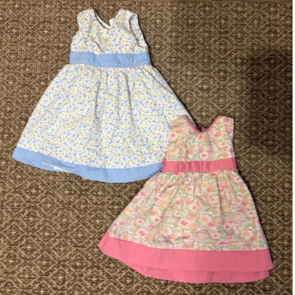Bundle 2 Baby Girl Dresses 9M OshKosh Carter's Floral Cotton Summer‎ Easter EUC